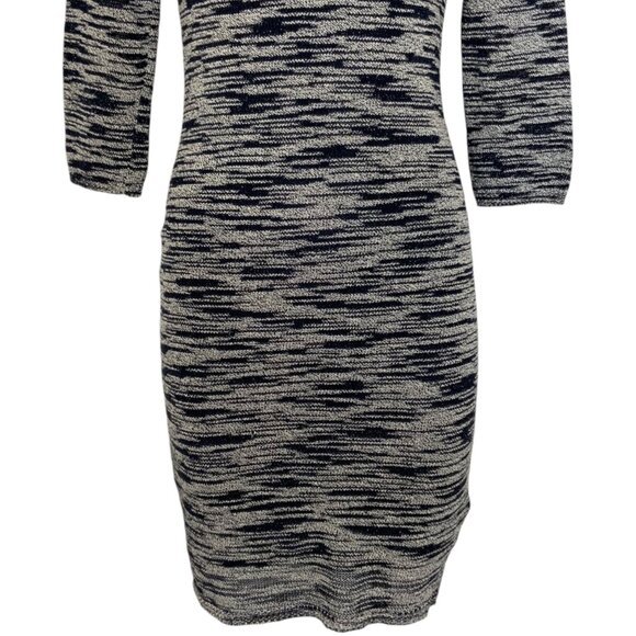 Alice + Olivia Textured Sweater Dress S Blue Marled 3/4 Sleeve Mini Bodycon Fall - Picture 8 of 12